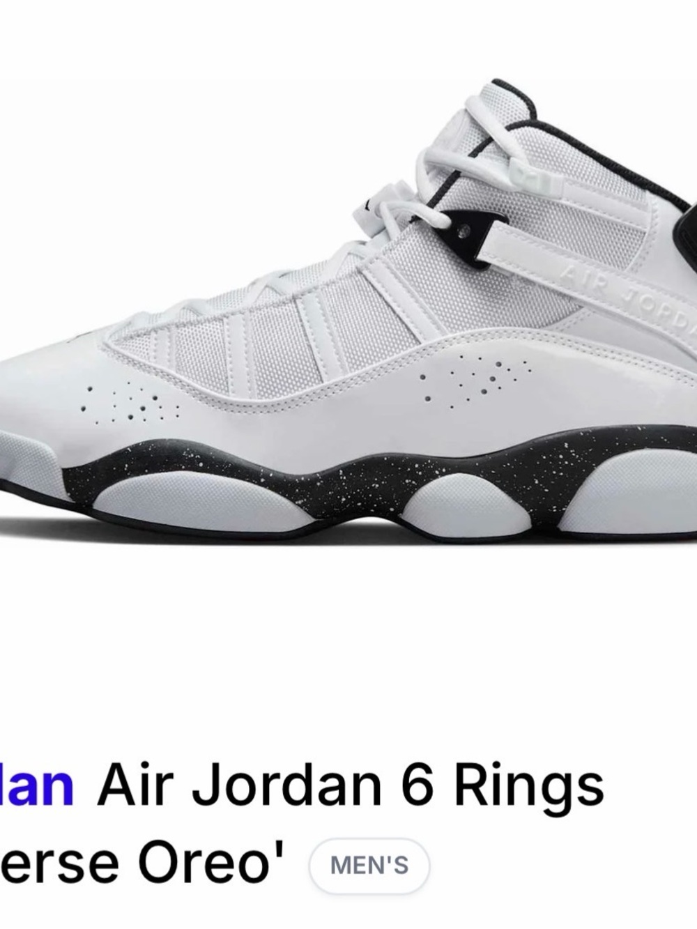 Jordan Men’s White/Black Air Jordan 6 Rings Sneakers
